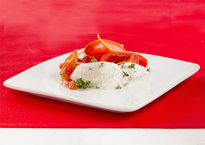 Pomodori appassiti in forno con ricotta al timo