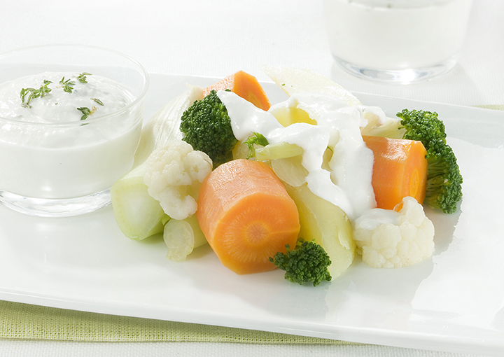 Verdure al vapore con salsa di ricottina