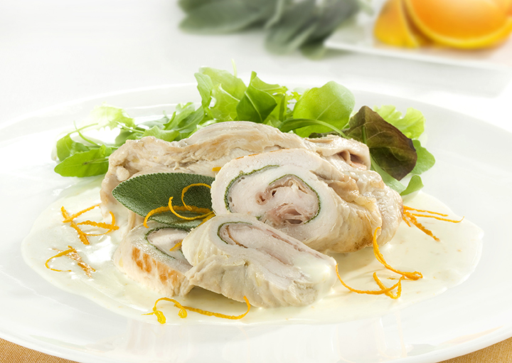 Tacchino in salsa di panna all'arancia