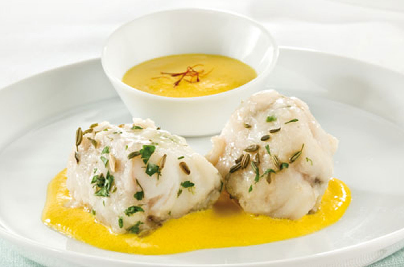 Coda di rospo con salsa al mascarpone e zafferano