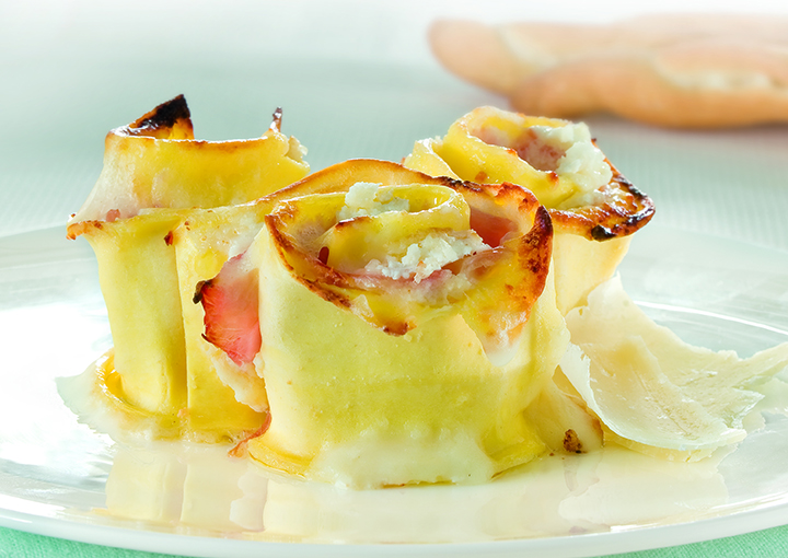 Rosette al forno con ricotta e cotto