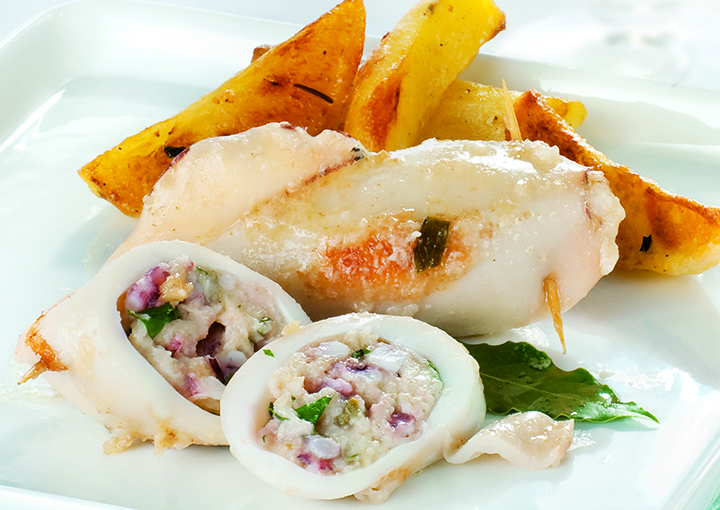Calamari farciti con mozzarella