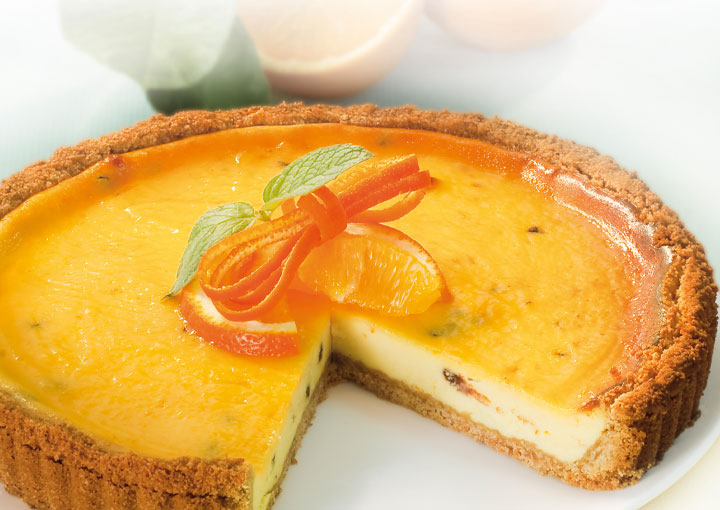Cheesecake all'arancia con gocce di cioccolato