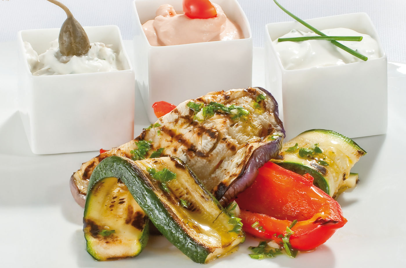 Verdure grigliate con salse al mascarpone