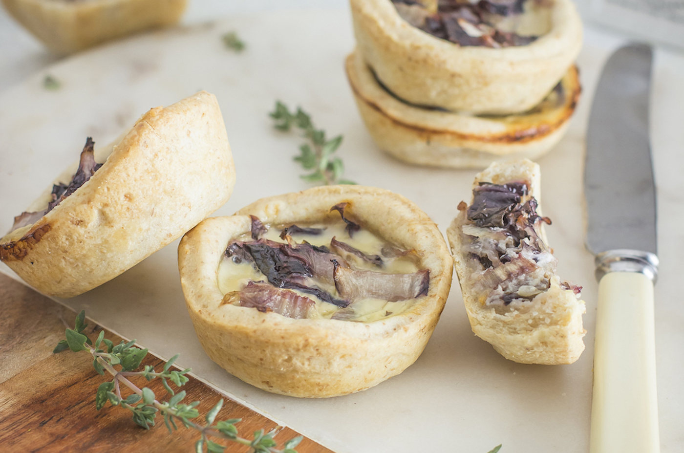 Mini quiche al farro e radicchio 