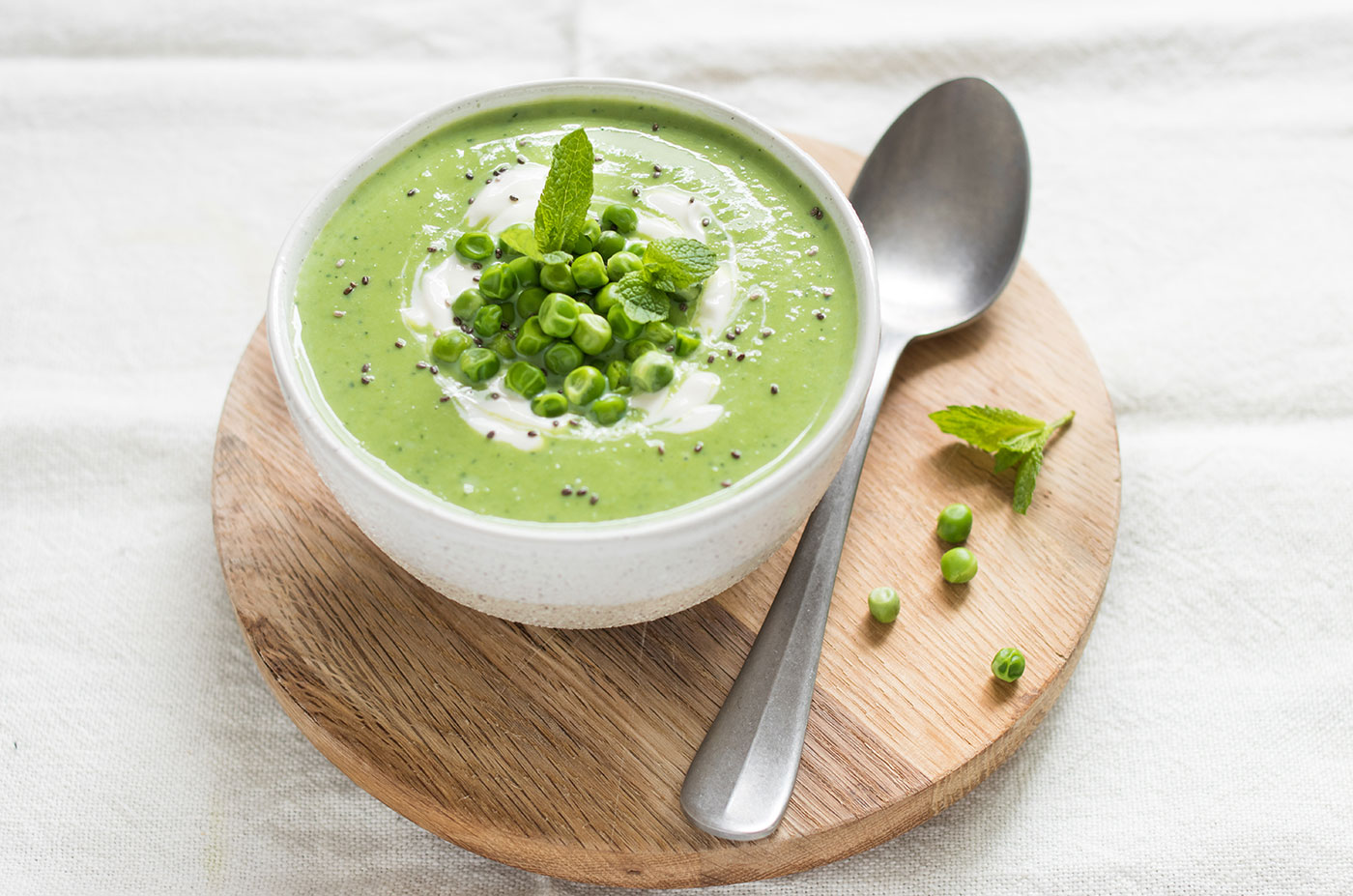 Vellutata fredda di piselli e menta