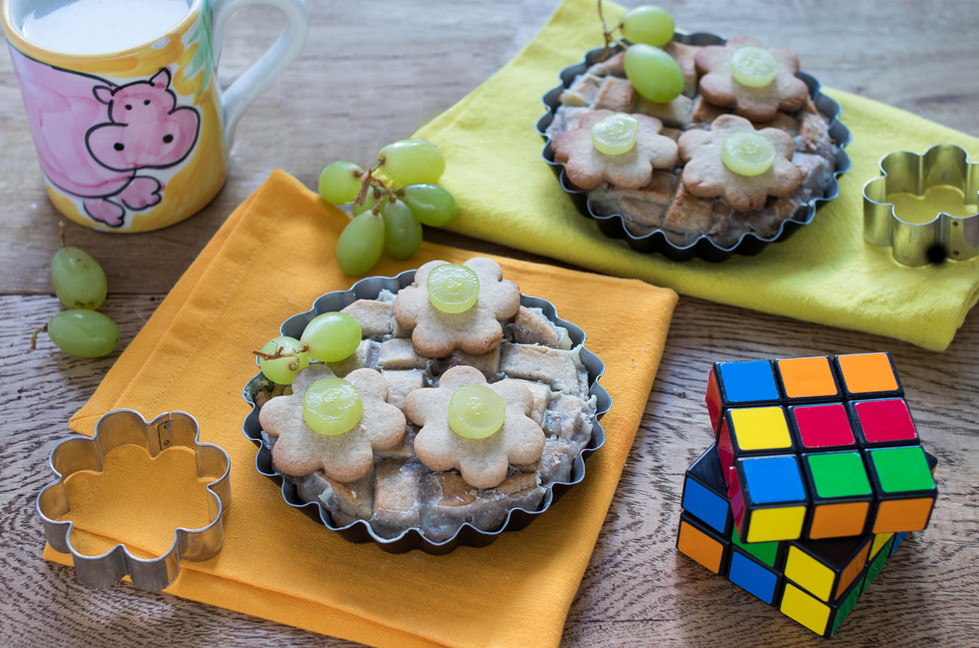 Mini tarte al grano saraceno, uva e mascarpone