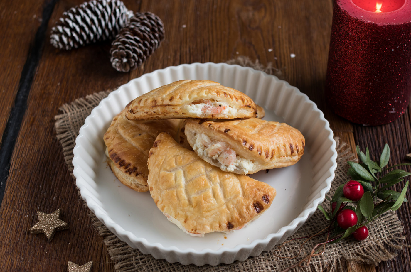 Cofanetti di sfoglia con ricotta e gamberetti